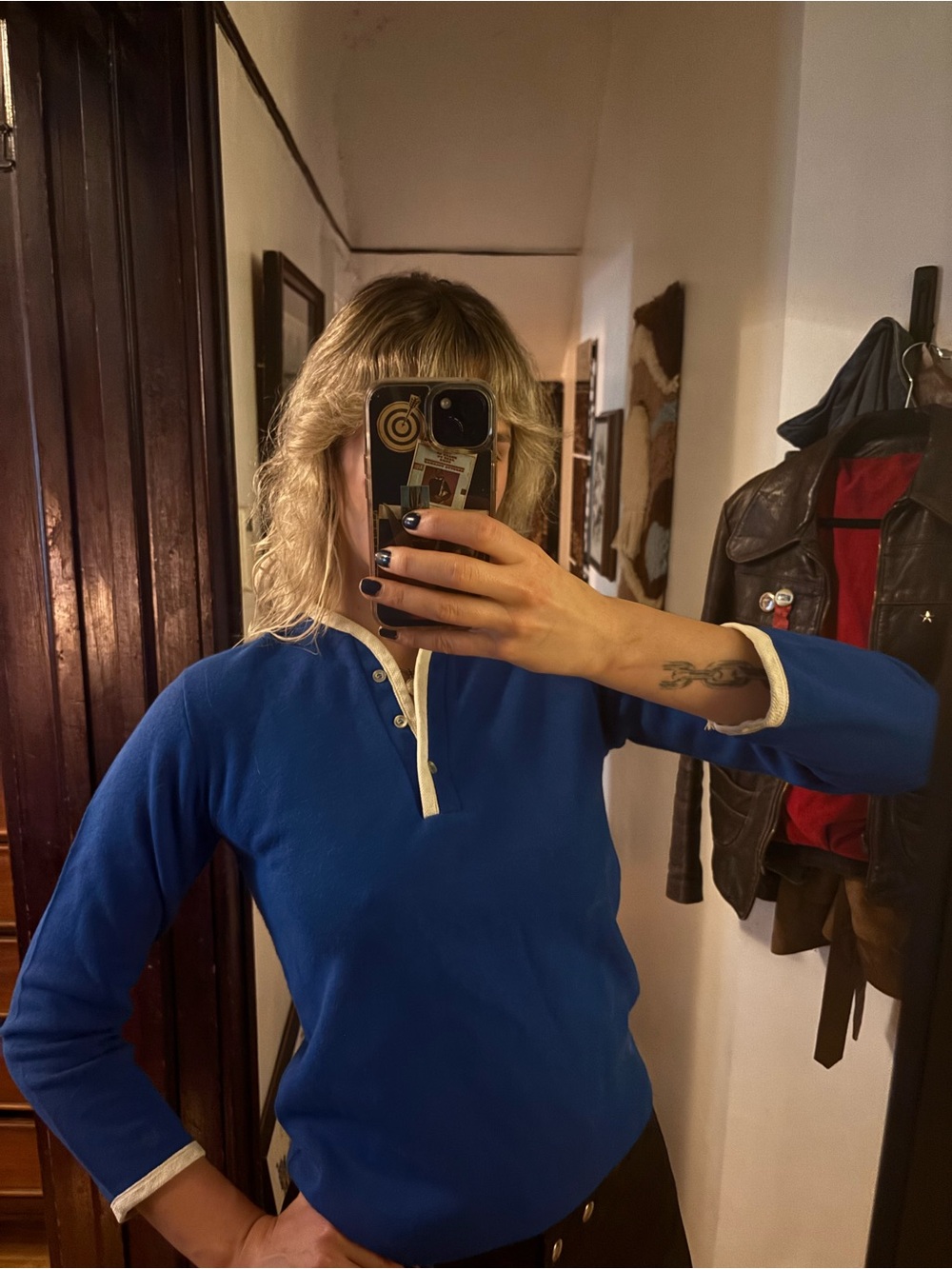 Blue Shirt/Sweater - Jersey Type Knit